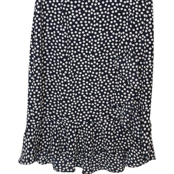 Betsey Johnson Polka Dot Ruffle Detail Sleeveless Flounce Dress Navy/Ivory (14) - Picture 3 of 12